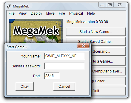 Стартовое окно MegaMek